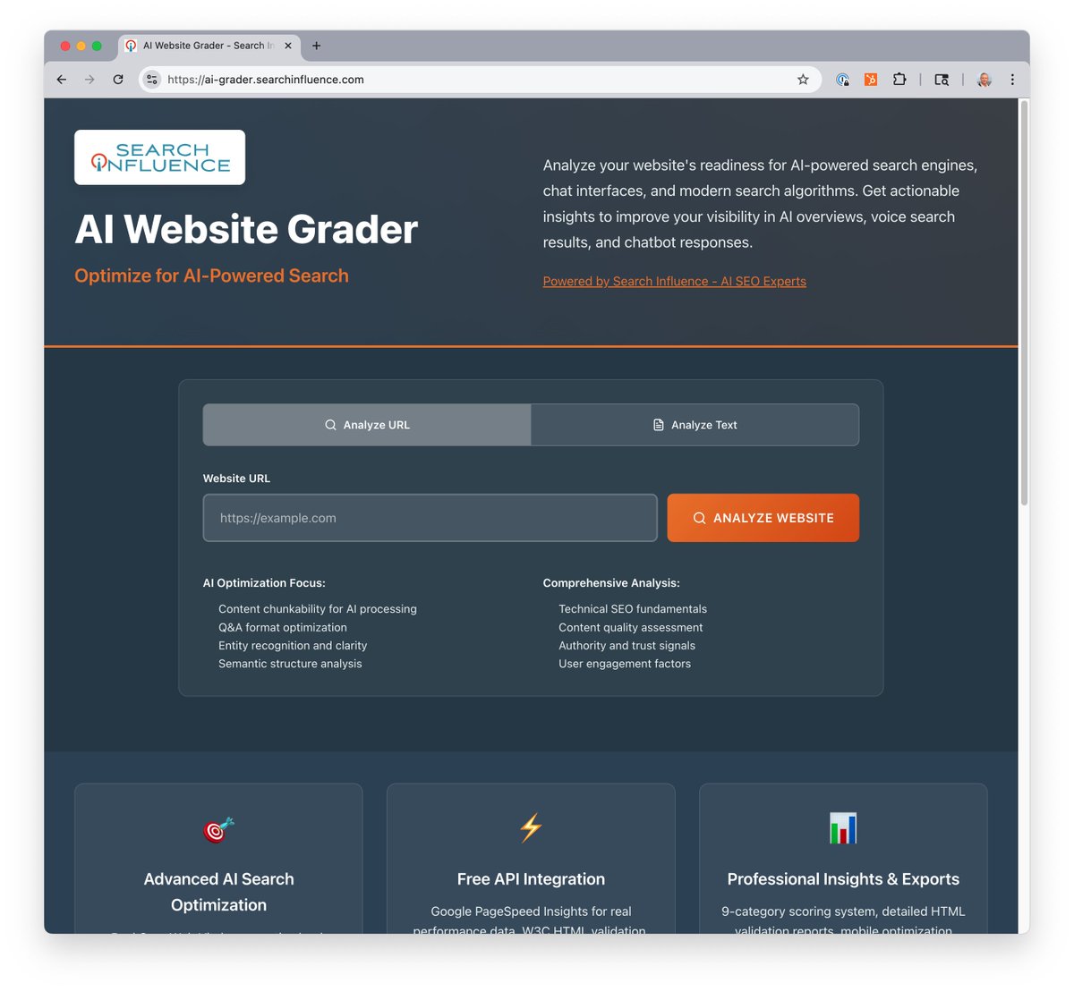 w2scott's tweet image. I built a single-page AI readability grader.

Drop a URL. See if it&apos;s got the features AI can parse.

I&apos;ve tested 100+ program pages. Would love feedback.

What should v2.0 check?

ai-grader.searchinfluence.com

#AISearch #BuildInPublic
