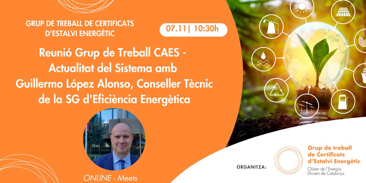 energiacat's tweet image. 🤝💼 Reunió Grup de Treball CAEs de @ClusterEE amb la darrera actualitat sobre #CAEs

📅 7 novembre 2025
⏰ 10:30-12h
📋 En línia

👉 Més info: ow.ly/U8yz50XlgxZ
#EficiènciaEnergètica