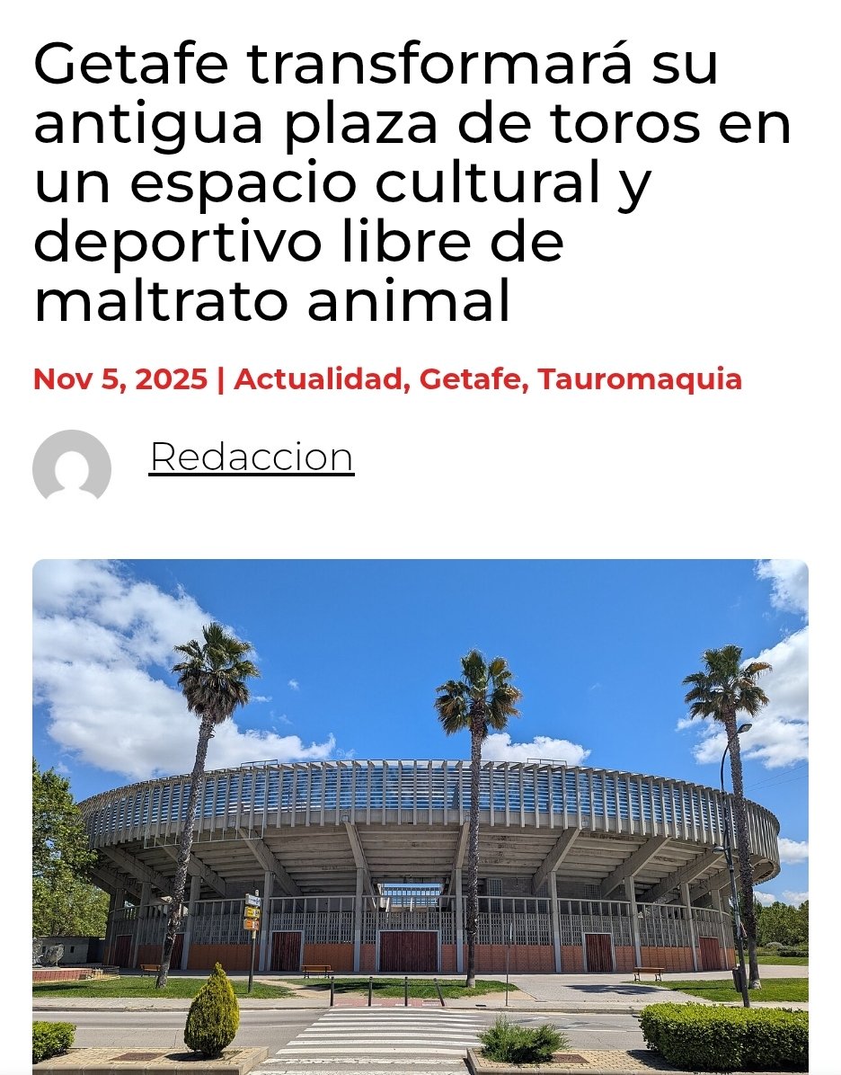 AVANZAMOS 🏟️✊🏼

Es posible apostar por una transformación de las plazas de torturas, como plantea el <a href="/aytogetafe/">Ayuntamiento Getafe</a> con su recinto.

📰 lgnmedios.com/getafe-transfo…