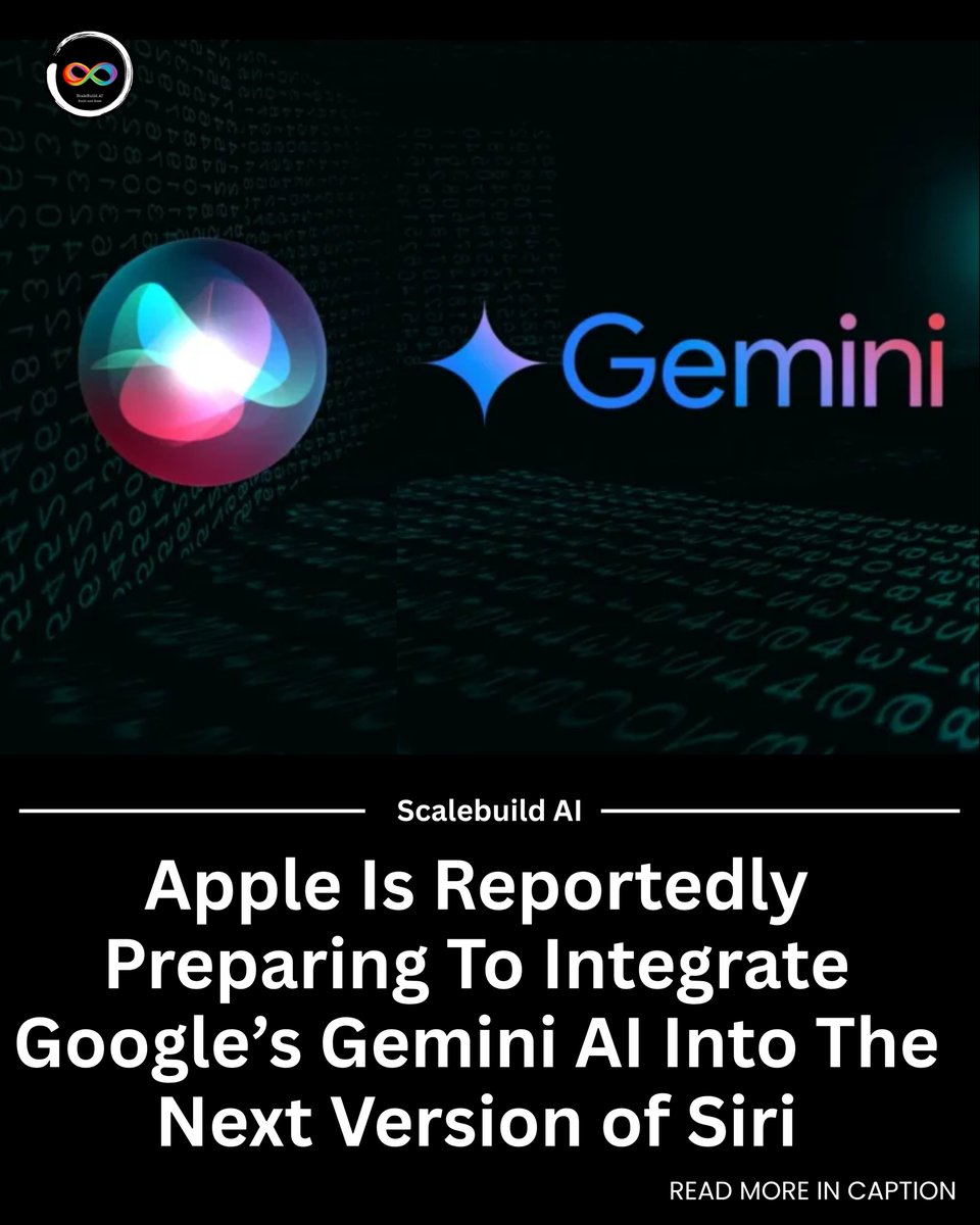 Scalebuild_ai's tweet image. Apple is allegedly working on incorporating Google&apos;s Gemini AI technology into Siri&apos;s upcoming iteration, representing a surprising alliance between two major tech competitors who have traditionally been at odds.

Stay tuned with Scalebuild AI for more such content.
.
.
.
#Apple