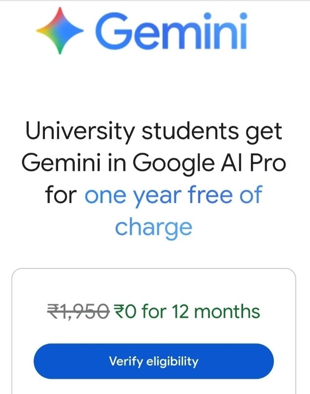 techknight_yt's tweet image. Google is offering its AI Pro with Gemini 2.5 &amp;amp; 2TB cloud FREE for 1 year to eligible Indian college students—boosting study, creativity, and productivity!
#google #freeAI #googleAI