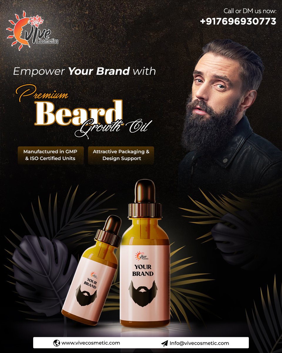 vivecosmetic's tweet image. From our GMP- and ISO-certified labs to your customer&apos;s doorstep, we provide the highest-quality Beard Growth Oil and stunning design support. Let&apos;s build your brand, together.+917696930773
 Info@vivecosmetic.com
vivecosmetic.com
#BeardGrowthOil #PrivateLabelManufacturer