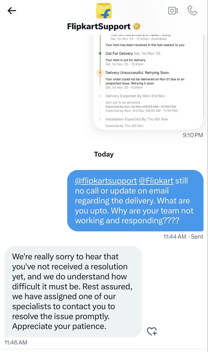 Prabhs884u's tweet photo. @flipkartsupport @SAURAVmuskan @Flipkart still no response from your team. Why can’t your team respond and address to a simple issue. https://t.co/aYtrgNvPza