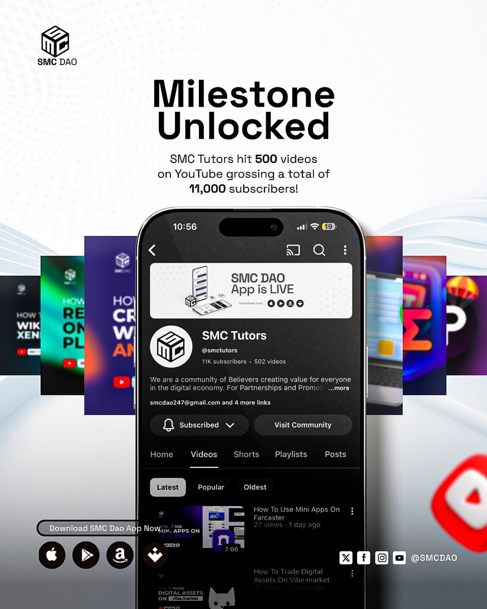 Second milestone Unlocked 🥳 SMC Tutors has officially hit 500 videos on  YouTube, and just days after crossing 11,000 subscribers! From crypto  education to Web3 insights, our journey has been built on