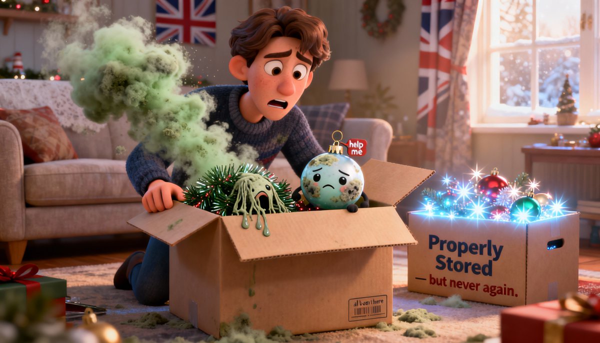 SpaceCentreLtd's tweet image. Did you know your Christmas decorations can grow mould in storage if packed damp? 🎄

Dry them before boxing up — or you’ll be unwrapping regret next year.

Tag someone who needs this tip every December. C&apos;mon, you know who they are 😉

#StorageTips #WinterReady