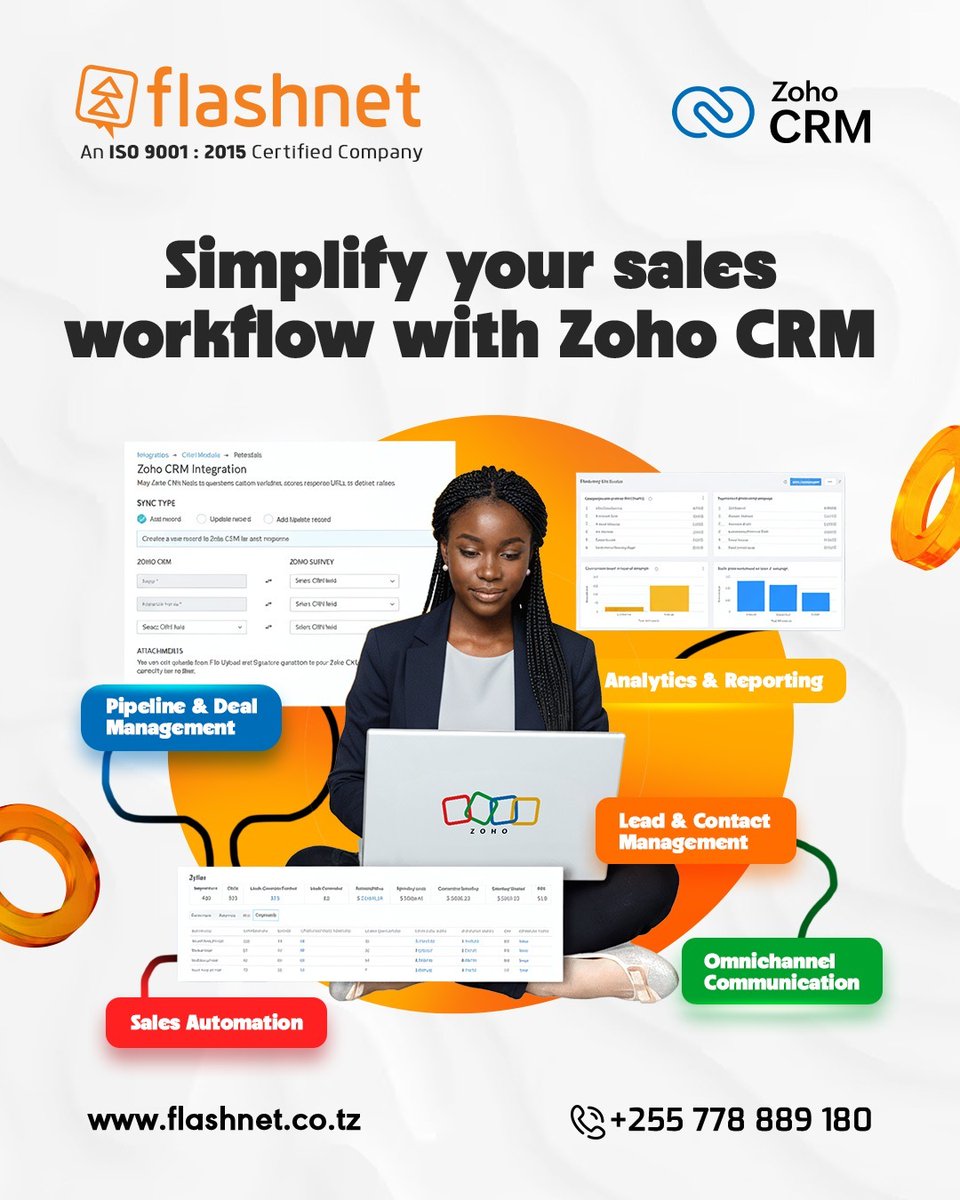 flashnet_tz's tweet image. Streamline your sales journey with *Zoho CRM* — from lead capture to deal closure, all in one place!
Boost productivity, automate workflows, and make smarter decisions with real-time insights.
#Tanzania #Flashnet #ZohoCRM #SalesAutomation #CRMSoftware #BusinessGrowth #ZohoPartner