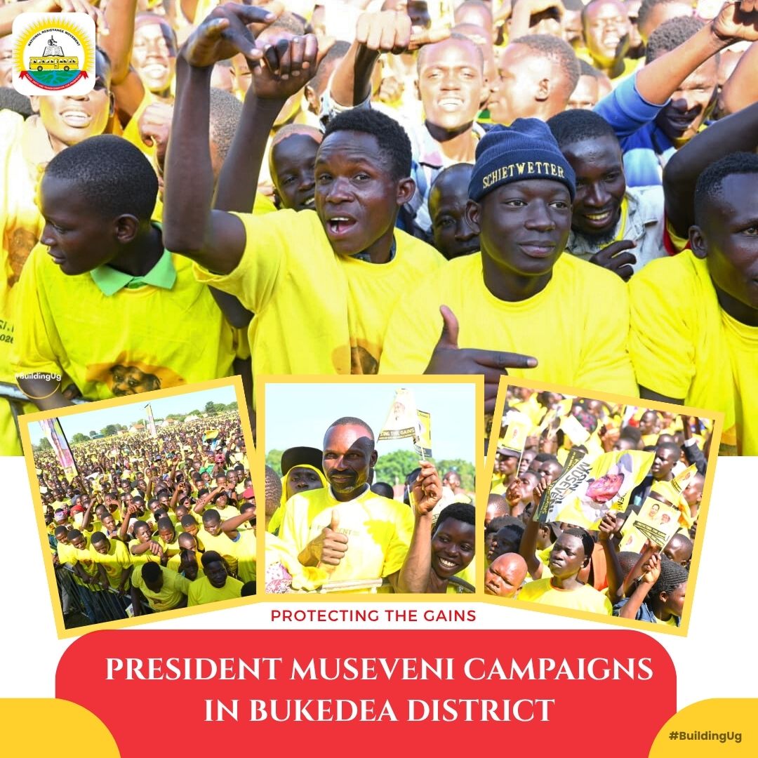 Cheers fill the air in Bukedea!  Residents come out in large numbers to welcome President Museveni, showing their appreciation for peace, stability, and development under his leadership. 
#WhyUgStillNeedsM7
#ProtectingTheGains