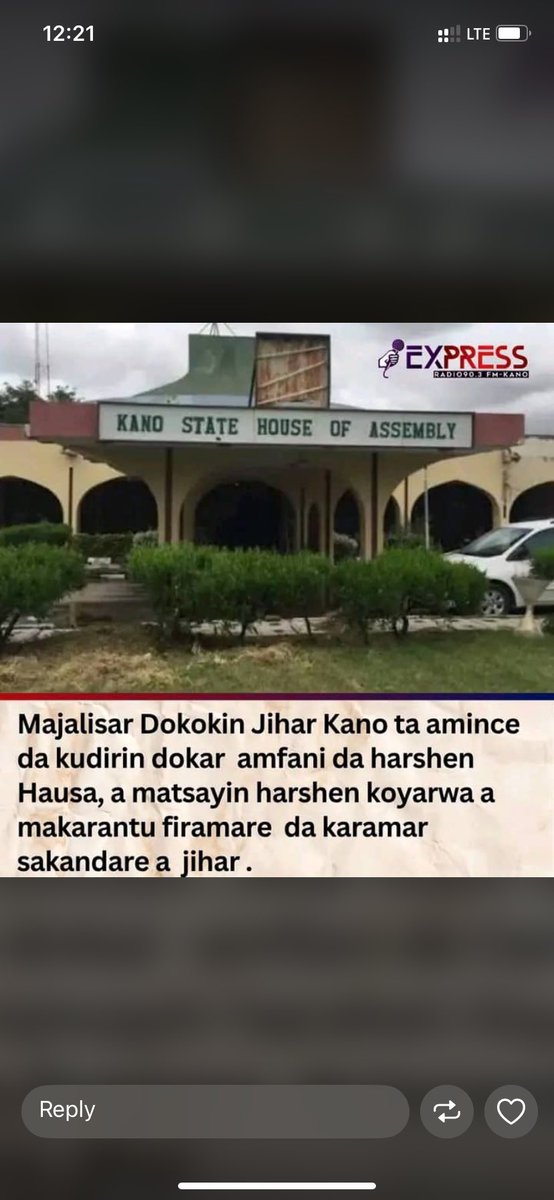 KanoChronicle's tweet image. The Kano State House of Assembly has approved a bill for the use of the Hausa language as the medium of instruction in primary and junior secondary schools in the state.