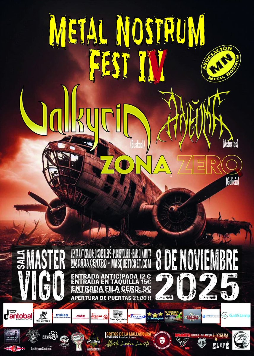 ESTE SÁBADO EL METAL NOSTRUM FEST IV 📷📷
Evento organizado por la ASOCIACIÓN METAL NOSTRUM , en esta 4º Edición con VALKYRIA + ANEUMA+ ZONA ZERO 📷