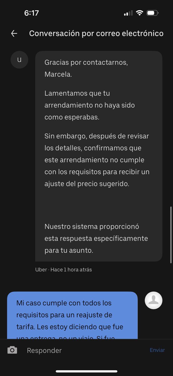 lina0120's tweet photo. Que no les pase ojo con @Uber @Uber_Support 
Después de mostrar todas las pruebas de que el conductor nunca acabó el servicio y siguió dando vueltas por la ciudad, esta es la respuesta de soporte. 

Un claro robo de casi 200.000 de la aplicación. https://t.co/OWZKRyd1sN