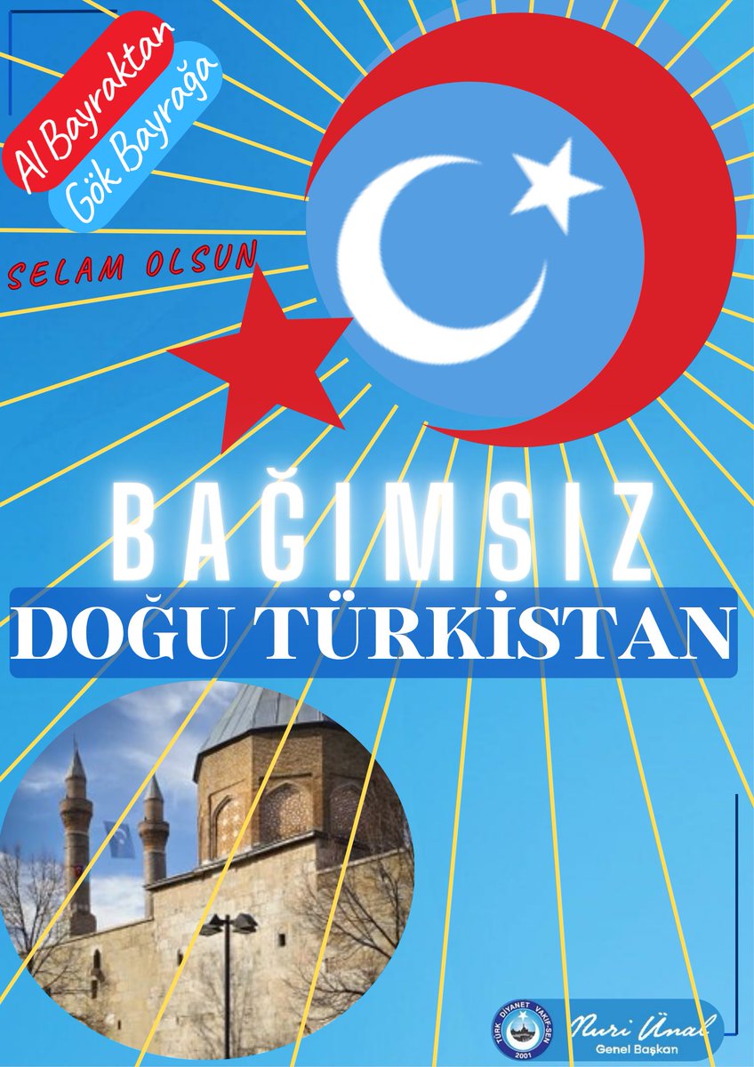 AL BAYRAKTAN, GÖK BAYRAĞA
S E L A M   O L S U N !
#BağımsızDoğuTürkistan 
🇹🇷 #DoğuTürkistan