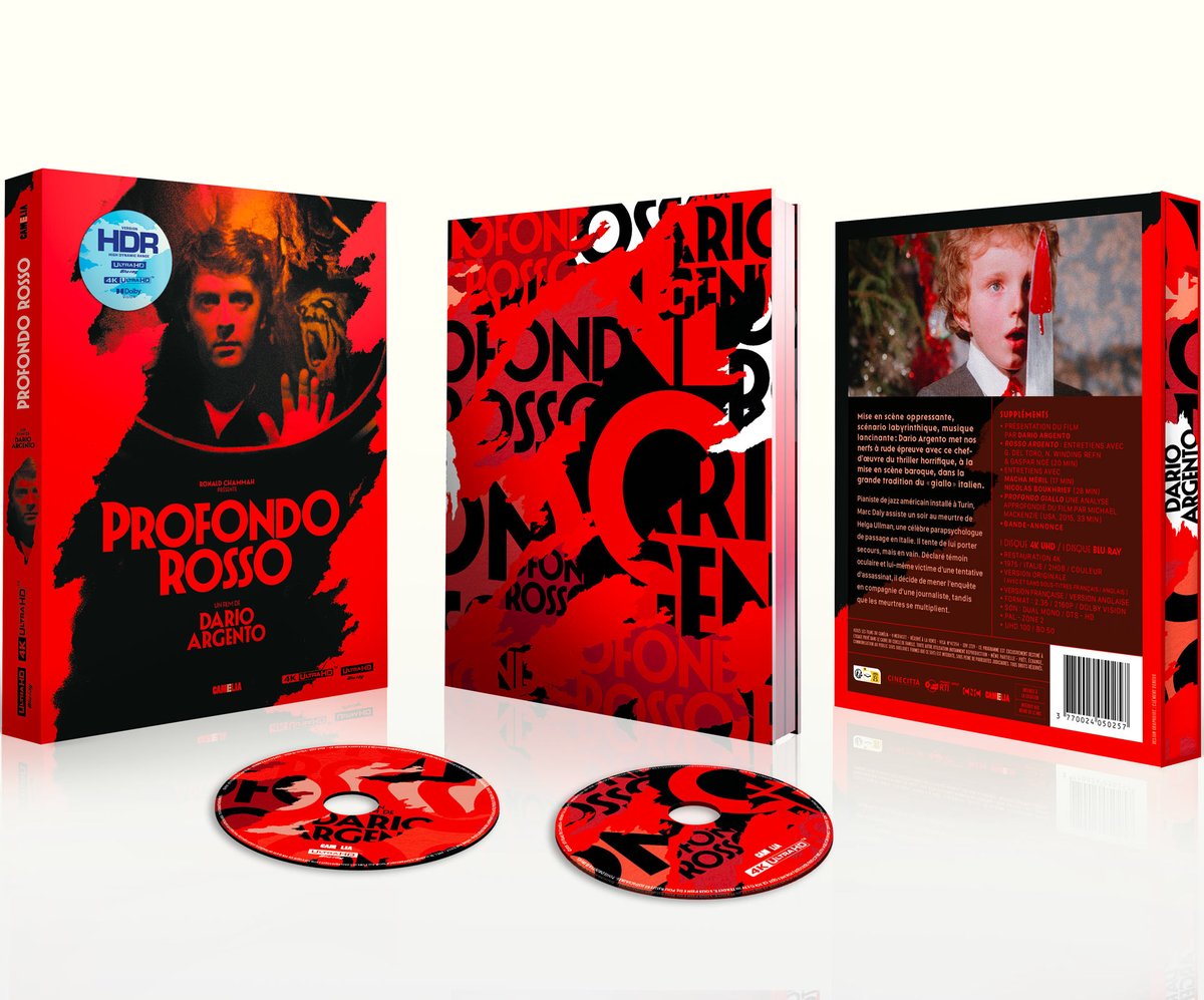 Une nouvelle réédition 4K du catalogue Dario Argento, le 10 décembre 2025 chez <a href="/CameliaFilms/">Les Films du Camélia</a>, "Profondo rosso (Les Frissons de l'angoisse)" (1975) en Digipack 4K Ultra HD Dolby Vision + Blu-ray et 1h40 de bonus : dvdfr.com/dvd/f302614-pr…