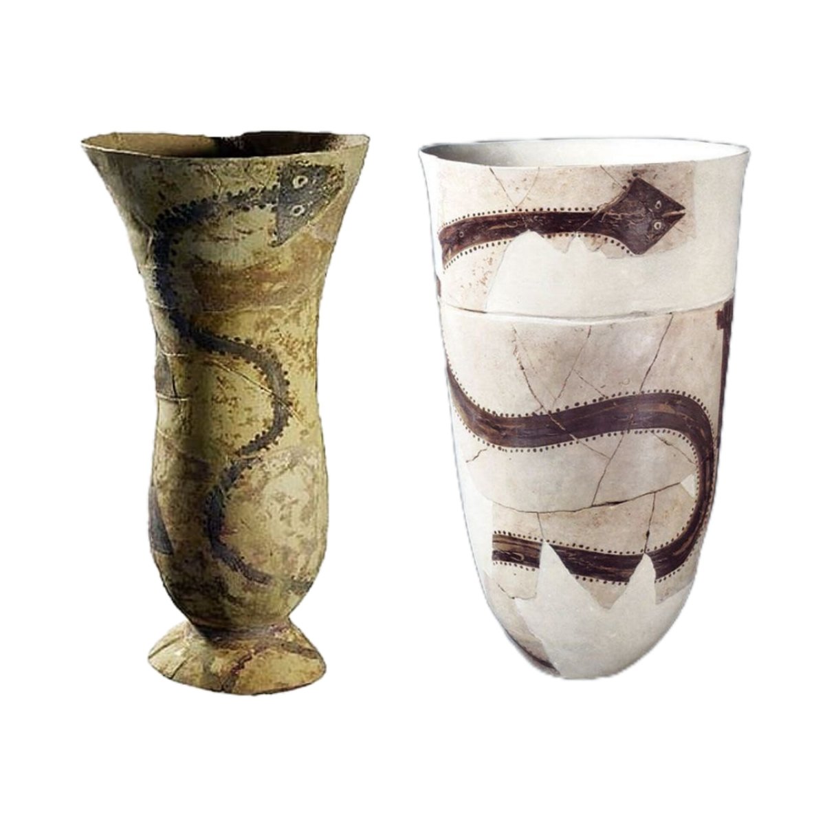 #مار ،محافظ، نگهبان آب
🔸🔶
#تاریخ
#اسطوره
🔸🔶
وجه دیگری از مار در فلات ایران نگهبان و مظهر آب و باروری است. تصویر مار بر ظروف سفالی، به‌ویژه کوزه‌های آب، نشان‌دهنده‌ی پیوند آن با برکت، باران و پاسداری از آب است. در گذشته، مار را نگهبان گنج‌ها و حافظ زندگی می‌دانستند.