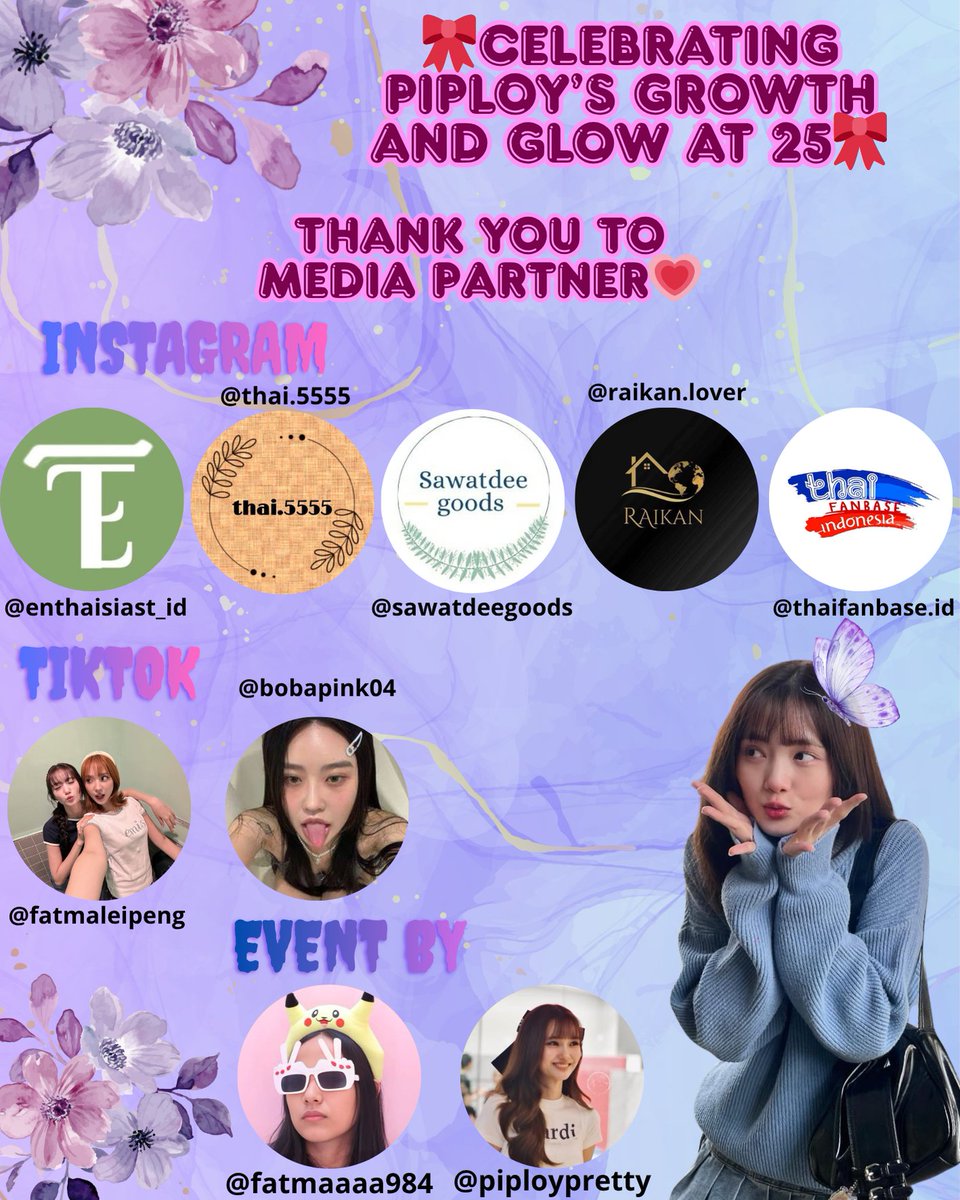 Midyearnamon9's tweet image. 🎀Celebrating Piploy&apos;s Growth and Glow at 25🎀
[★ PIPLOY FRAME EVENT ♡ ]
Photoframe event for @PiployRR
Event by:
@fatmaaaa984 (IG)
@piploypretty (IG)

📍ourselfstudio photofilm.booth 🇮🇩
(location details in the poster)
🗓️01-10 November 2025
#Piploy25thBloomingDay #Piploy