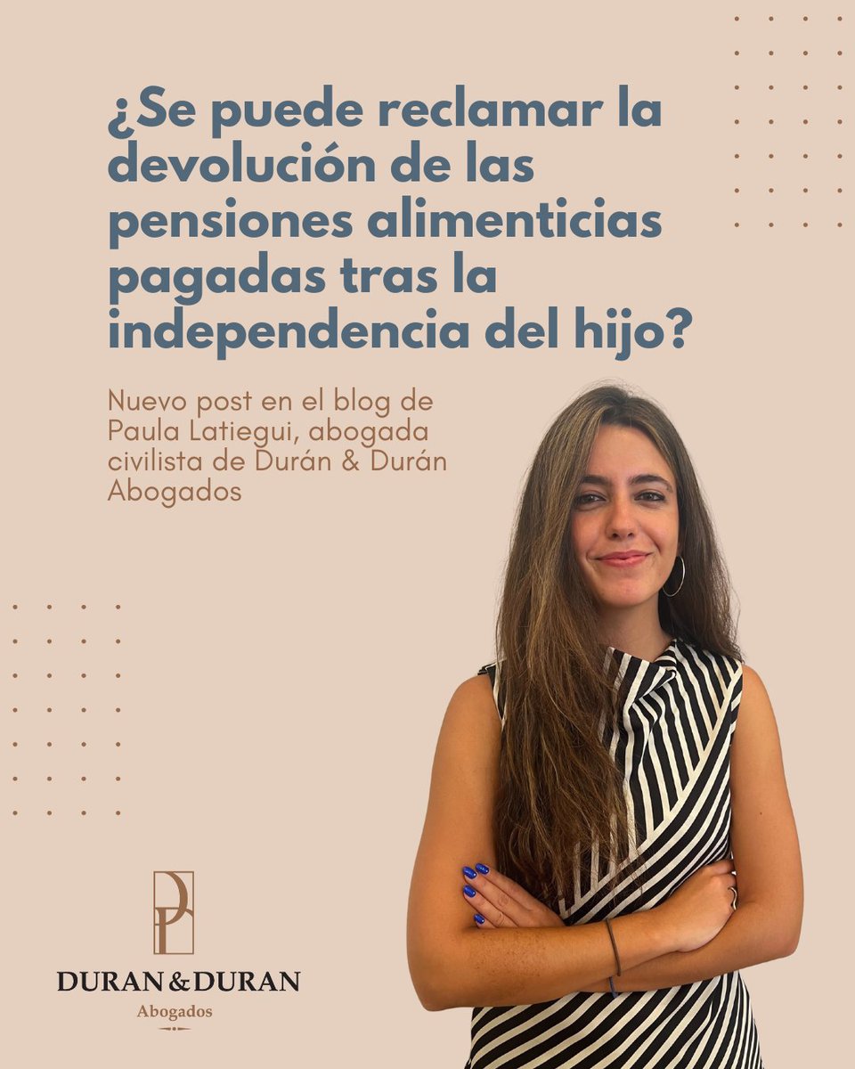 DDuranabogados's tweet image. ¿Sabías que si tu hijo ya es independiente podrías dejar de pagar la pensión alimenticia?
¿Y si has seguido pagándola sin saberlo?🤔

En el artículo de nuestra abogada Paula Latiegui te explicamos si es posible reclamar esas cantidades👉bit.ly/4qBOU4J

#Familia #Abogados