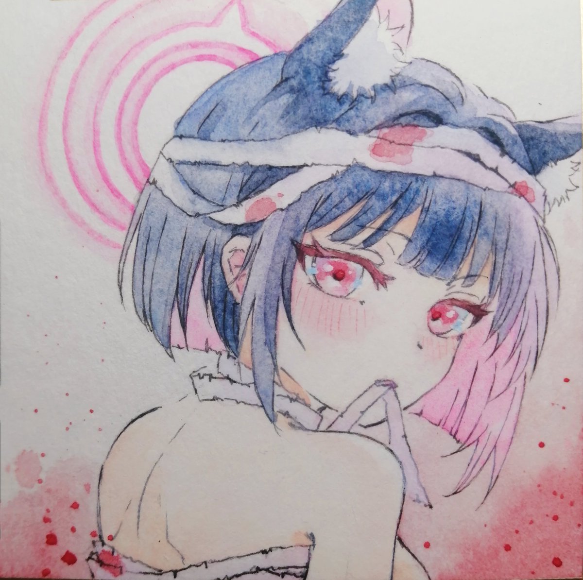 ハロウィン間に合わなかった😅 でも、豆色紙でも描けてよかった~ 満足