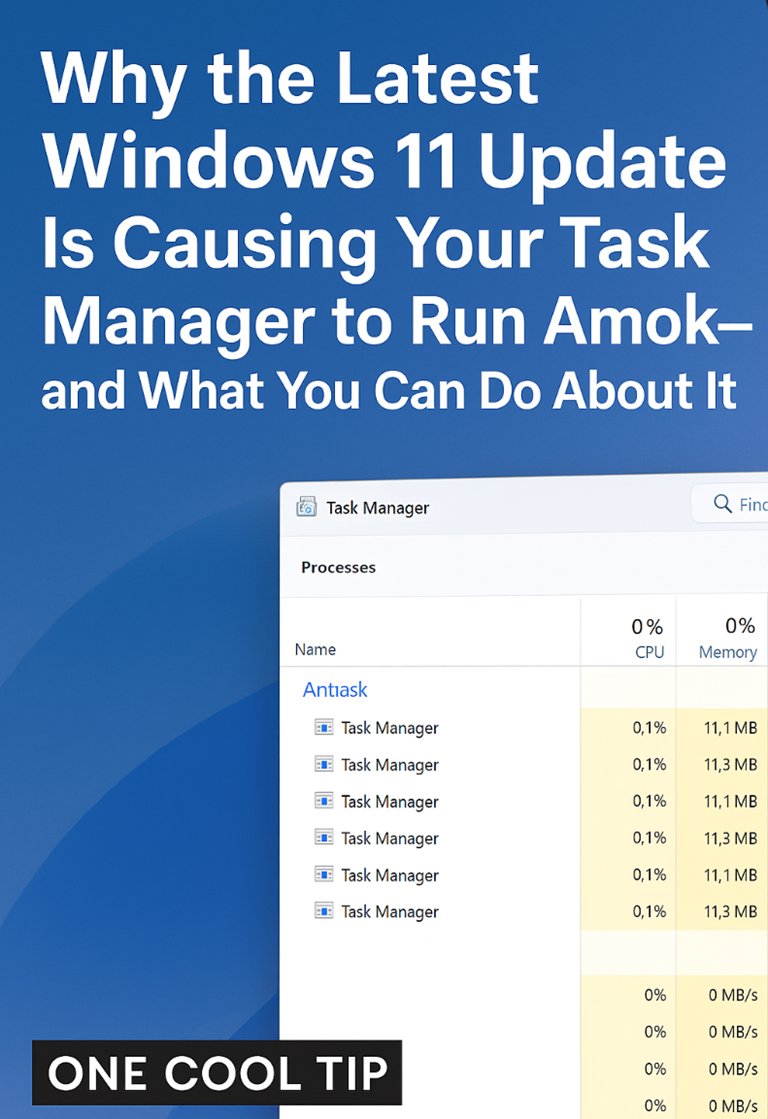rjmans's tweet image. 🚨 Windows 11’s Task Manager Bug Is Slowing You Down - Here’s the Fix

Windows 11’s latest update broke Task Manager. Ghost processes are draining your RAM! Fix it fast with this tip 👇

#Windows11 #TechTips #OneCoolTip #TaskManagerBug @windows

onecooltip.com/2025/11/window…