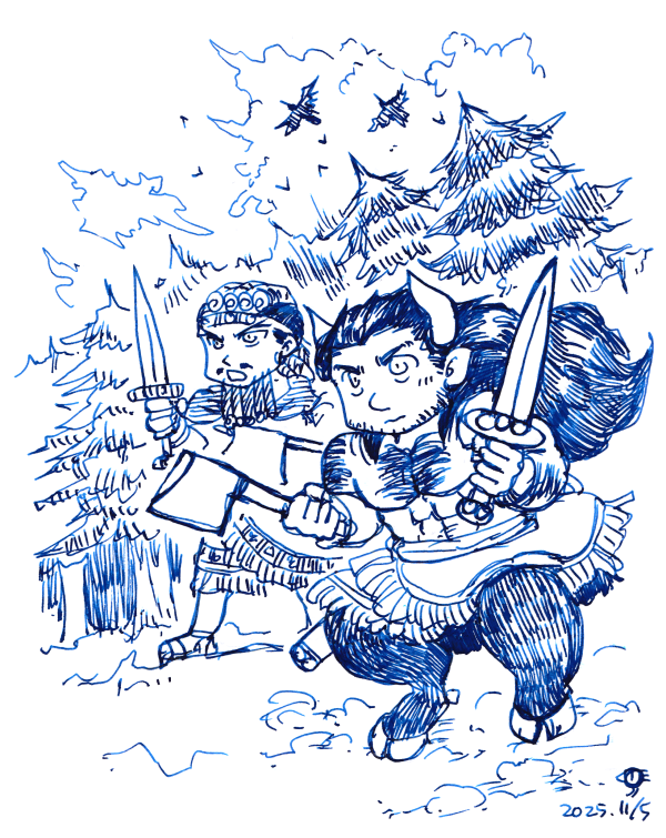 nosukuk2's tweet image. 【ギルガメシュ叙事詩まつり】20251105 
「ギルガメシュ叙事詩」のウルク王ギルガメシュ＆野人エンキドゥのコンビ。