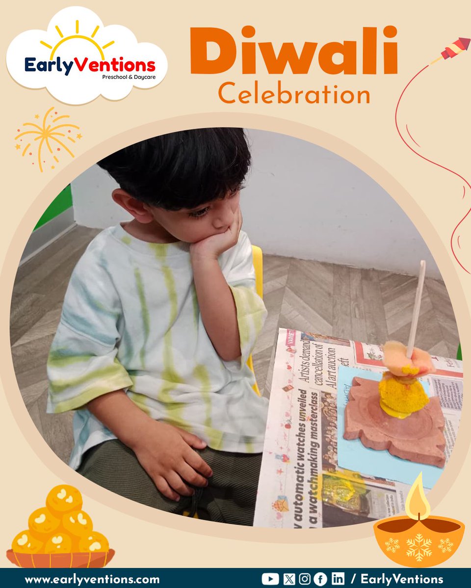 EarlyVentions's tweet photo. Our little ones at EarlyVentions Preschool lit up the day with smiles and sparkle as we celebrated Diwali! 

From colourful rangolis to festive crafts and cheerful laughter all around, it was a day filled with joy, togetherness, and the spirit of light triumphing over darkness. https://t.co/gwHdptgVNs