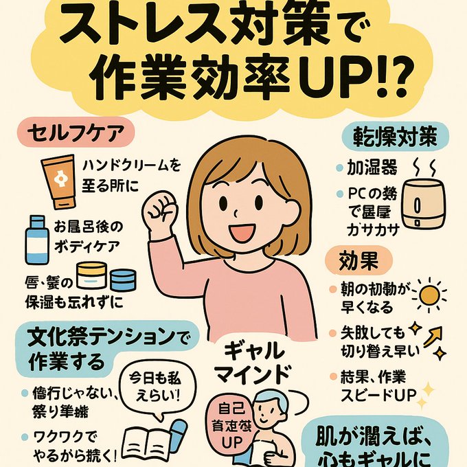 肌がつるつるだと心もギャルになる!?💅
ストレス対策してたら作業爆速になった?ことをお話sしましたっ! 心にギャルを飼おうっ!← 