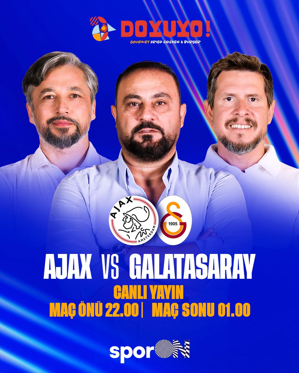 Doyuyo ana sponsorluğunda

Ajax - Galatasaray maç sonunda
 
🎙️ <a href="/irmakkkazuk/">Irmak Kazuk</a>  moderatörlüğünde
🗣️ <a href="/Hasansas011/">Hasan Şaş</a>  &amp; <a href="/mansiz26/">Ilhan Mansız</a>  ile CANLI yayındayız.

#işbirliği x <a href="/doyuyotr/">Doyuyo!</a> 

Maç önü CANLI yayınını izlemek için👇
📲ytbe.app/go/2wCDWgzG