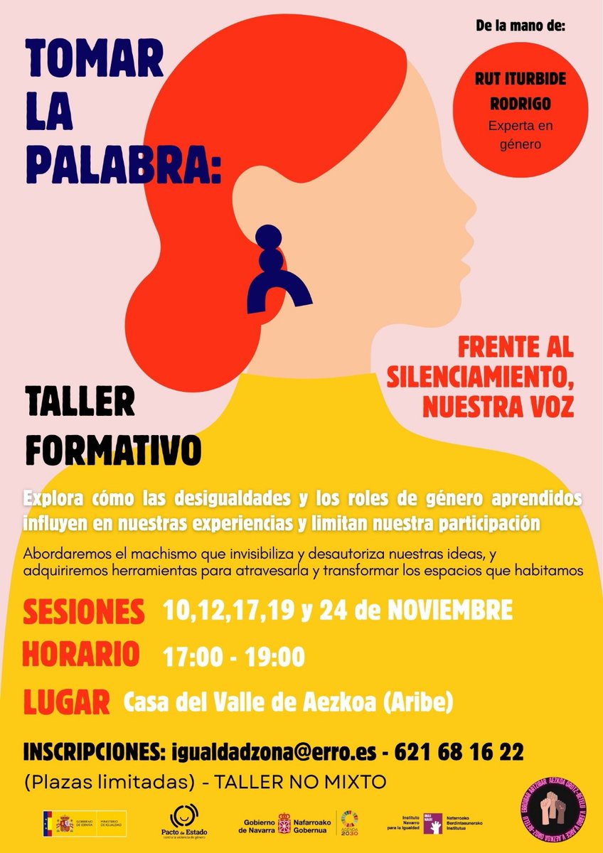 CONTENIDO EN CASTELLANO - GAZTELERAZKO EDUKIA

Emakumeen ahalduntzerako ikastaroa antolatu du Berdintasun Zerbitzuak azaroan zehar. Ikastaroa emanen duen Rut Iturbide Rodrigo izan dugu irratian #Emakumea #Ahalduntzea

iratiirratia.eus/index.php/2025…
