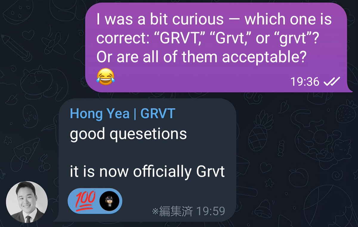 one_wan_inu's tweet photo. みなさん
❌GRVT grvt
⭕️Grvt
よろしくお願い申し上げます。
ずーっとGRVTだと思ってましたw
公式でもGRVTだったりgrvtだったり。
CEOのHongさんが答えてくれました😁👍
#Grvt @GRVT_io
#GRVTstrategies
#PerpetualDEX #perpsdex #PerpDEX https://t.co/9x2tlbl0pu