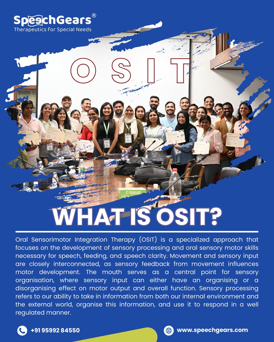 speechgears's tweet image. Unlock better #speech and #feeding with #OSIT!
#experience the #Impact of #advancedsensory and #motortechniques designed for all ages.
#JOIN the #SpeechGears OSIT workshop to learn, practice, and get #cErTiFieD.
Visit us: speechgears.com
#therapy #oralmotortherapy #India