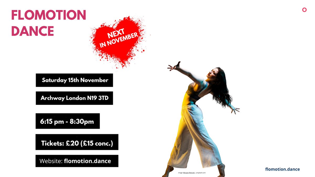 Flomotion Dance | Saturday 15th November
Flomotion dance is about conscious dance. Each dance is guided by the author of ‘Dance for Life’, Julia Franks.

Book online.

#dancelife #dancer #dancing #dancers #movementthatinspires