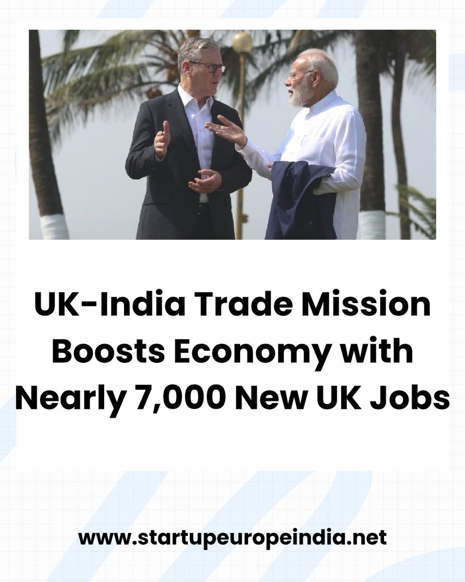 UK-India Trade Mission Boosts Economy with Nearly 7,000 New UK Jobs
app.startupeuropeindia.net/feed/uk-india-…

#india #uk <a href="/Keir_Starmer/">Keir Starmer</a> <a href="/narendramodi/">Narendra Modi</a> <a href="/BCCShevaun/">Shevaun Haviland</a> <a href="/harjinderkangUK/">Harjinder Kang</a> <a href="/BTGroup/">BT Group</a>