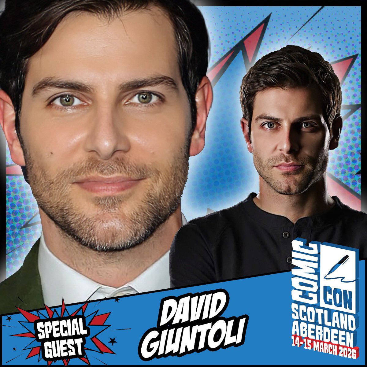 Comic Con Scotland Aberdeen welcomes David Giuntoli, known for projects such as Grimm, A Million Little Things, 13 Hours, and many more.

Appearing 14-15 March!

Tickets: comicconscotlandnortheast.co.uk