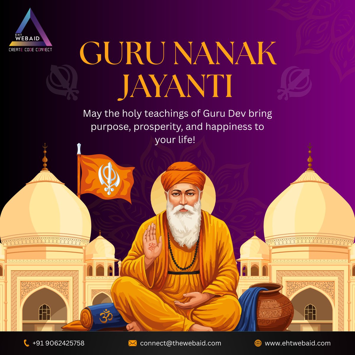 ehtwebaid's tweet photo. ✨EHT WebAid extends warm wishes on the auspicious occasion of Guru Nanak Jayanti!🙏 May the divine blessings of Guru Dev inspire you to achieve your goals🎯 and shower you with prosperity💫, success🏆, and fulfilment🌸. Happy Gurpurab!🙏

#GuruNanakJayanti #HappyGurpurab https://t.co/P3GkbE7Bqe