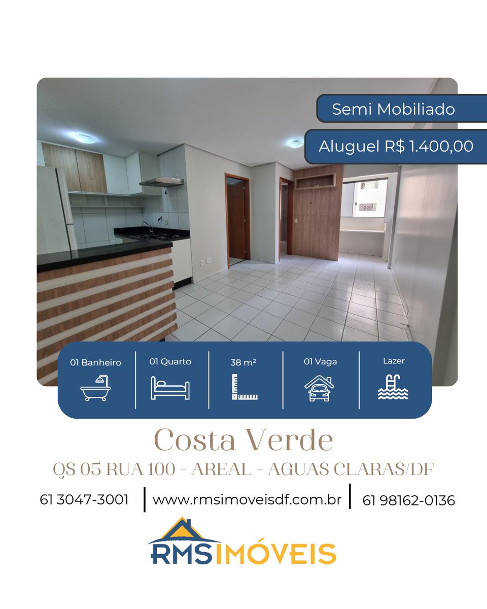 RMSimoveisdf's tweet image. Seu novo lar em Águas Claras! 🏡
Apto de 38m² no Residencial Costa Verde, com 1 quarto, cozinha mobiliada, lazer completo e localização perfeita perto do metrô.
💰 Aluguel R$ 1.400 | Cond. R$ 513
📞 61 98162-0136
#RMSImóveis #ÁguasClaras #AluguelDF #MorarBem