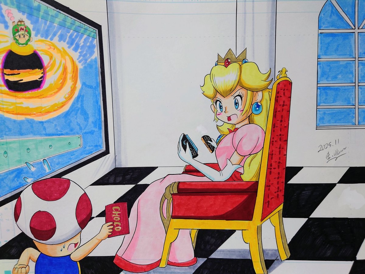 ピーチ姫様 クッパ様の愛しのピーチ姫のスマホ壁紙をリメイクしたよ！（あとマリオ