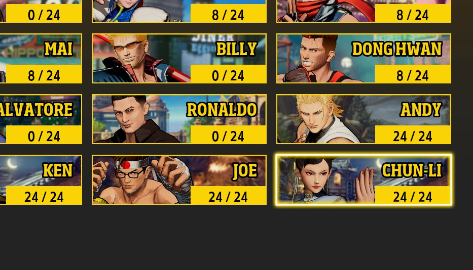 ついに餓狼伝説に春麗が参戦❗️使いやすい印象ですがコンボトライアルの上級Lv5は激ムズでした･･･
空中百裂のあと上入れっぱでジャンプした瞬間下Bでポンポン踏む感じでいけました。職人コンボですね😅