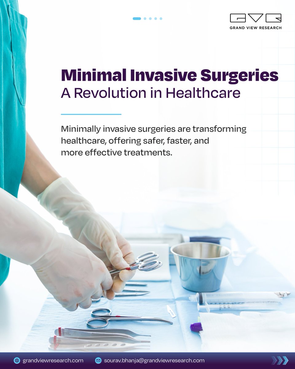GrandViewInc's tweet image. Minimally invasive surgery is revolutionizing healthcare in the Middle East and worldwide, enhancing patient outcomes, efficiency, and cost management. How are strategic approaches adapting to this surgical shift? is.gd/ECdbbh

#GVR #MIS #SurgicalTechnology #surgery