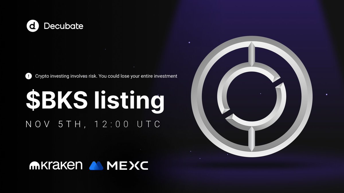 decubate's tweet image. $BKS Listing Live – Now Trading on Kraken &amp;amp; MEXC!

The wait is over, @BackstageBks is now live for trading on two major exchanges:

🟣 Kraken
🔵 MEXC

🗓 Key Listing Details:

Listing Date &amp;amp; Time: 05-11-2025, 12:00 UTC

Claim Available From: 05-11-2025, 12:15 UTC

ICO unlock: 15%…