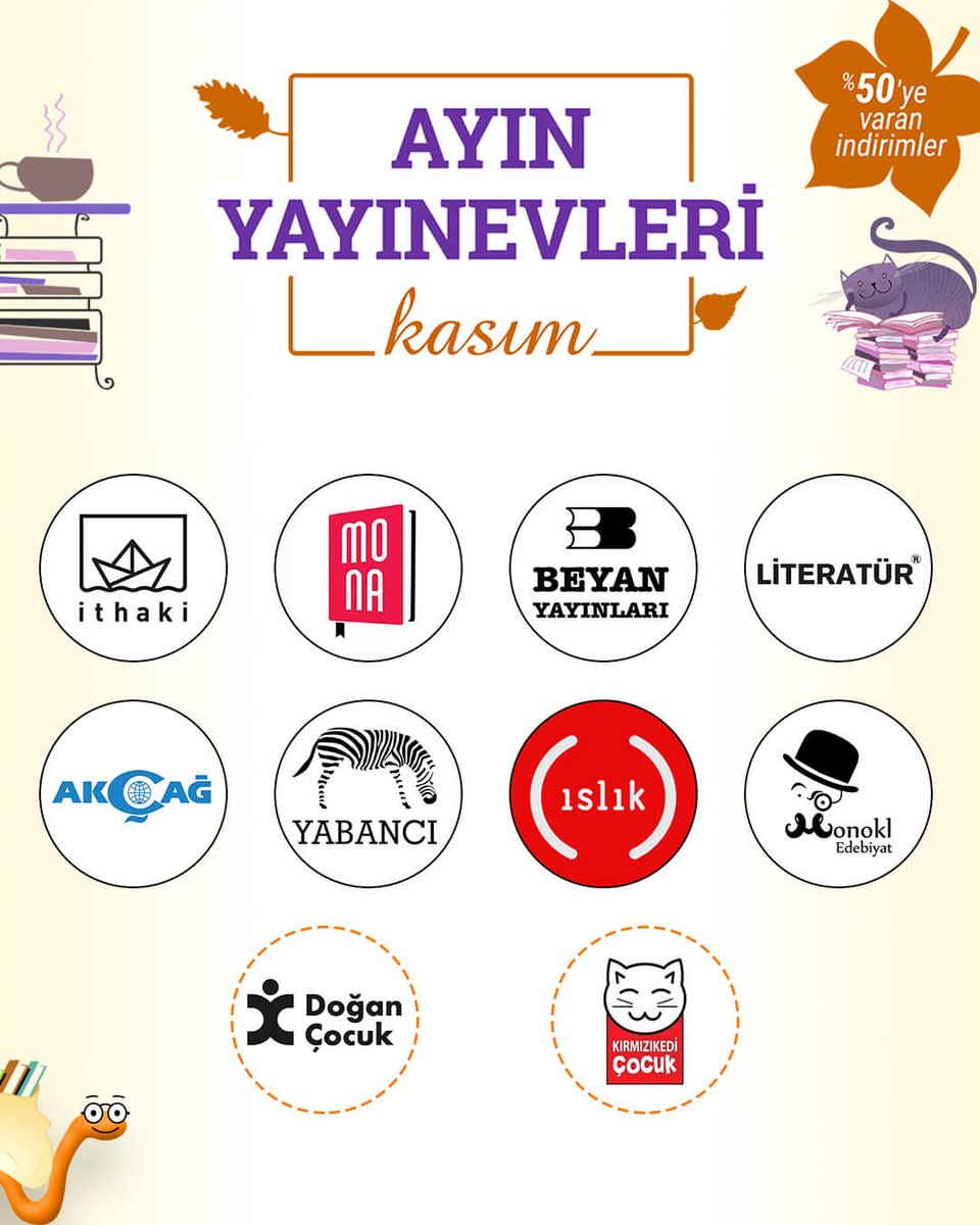 📚 Kasım ayı boyunca seçili yayınevlerinin eserleri %50'ye varan indirimlerle Kitapkurtlarını bekliyor 🙌
bit.ly/4olGkpt
#KitapYurdu #AyınYayınevleri #KitapKurtları