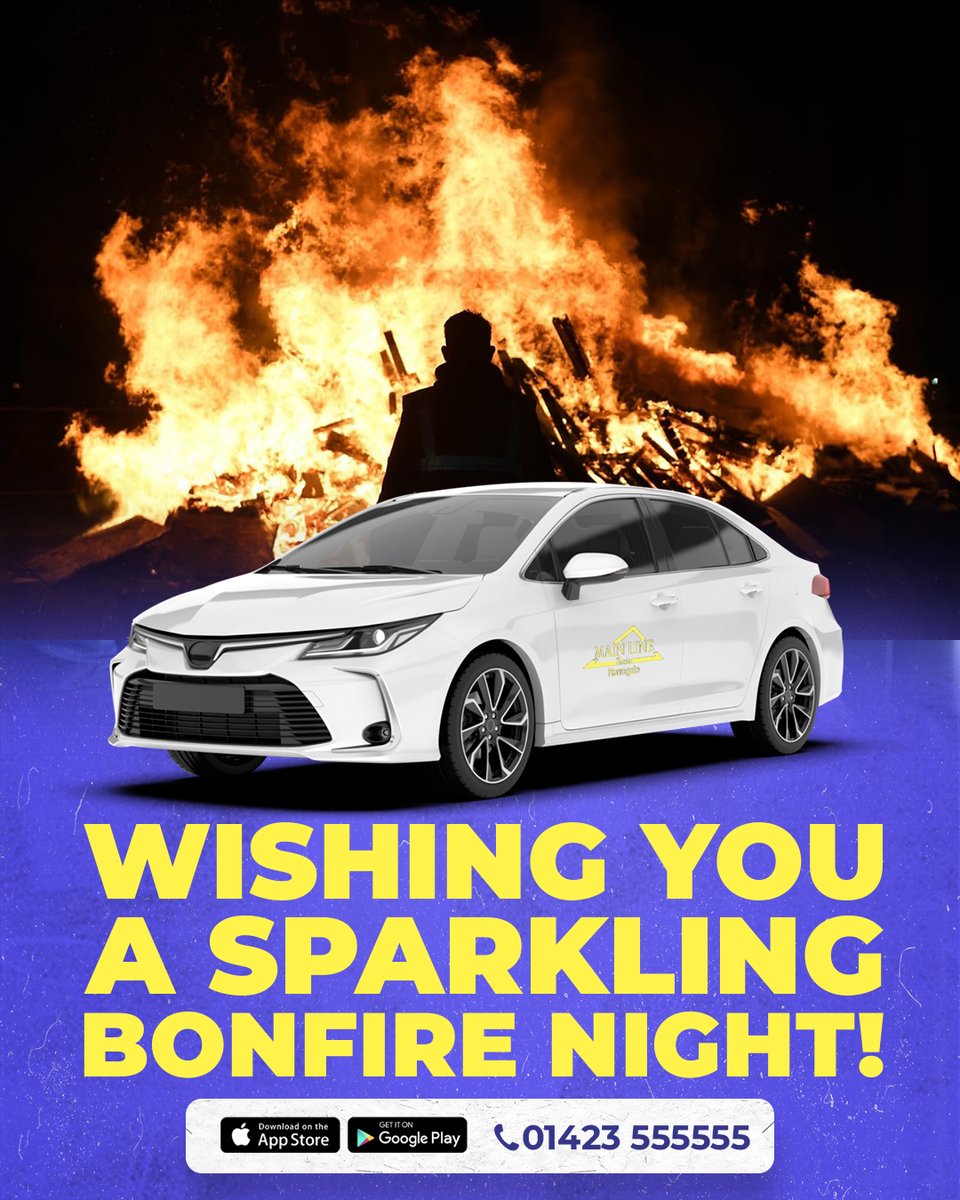MainlineTaxis's tweet image. Wishing everyone in Harrogate a safe and spectacular Bonfire Night! ✨

Avoid the parking chaos and enjoy the celebrations, we’ll get you there and back safely.

#BonfireNight #HappyBonfireNight #MainlineTaxis #HarrogateEvents #FireworksNight #SafeTravel #HarrogateLife