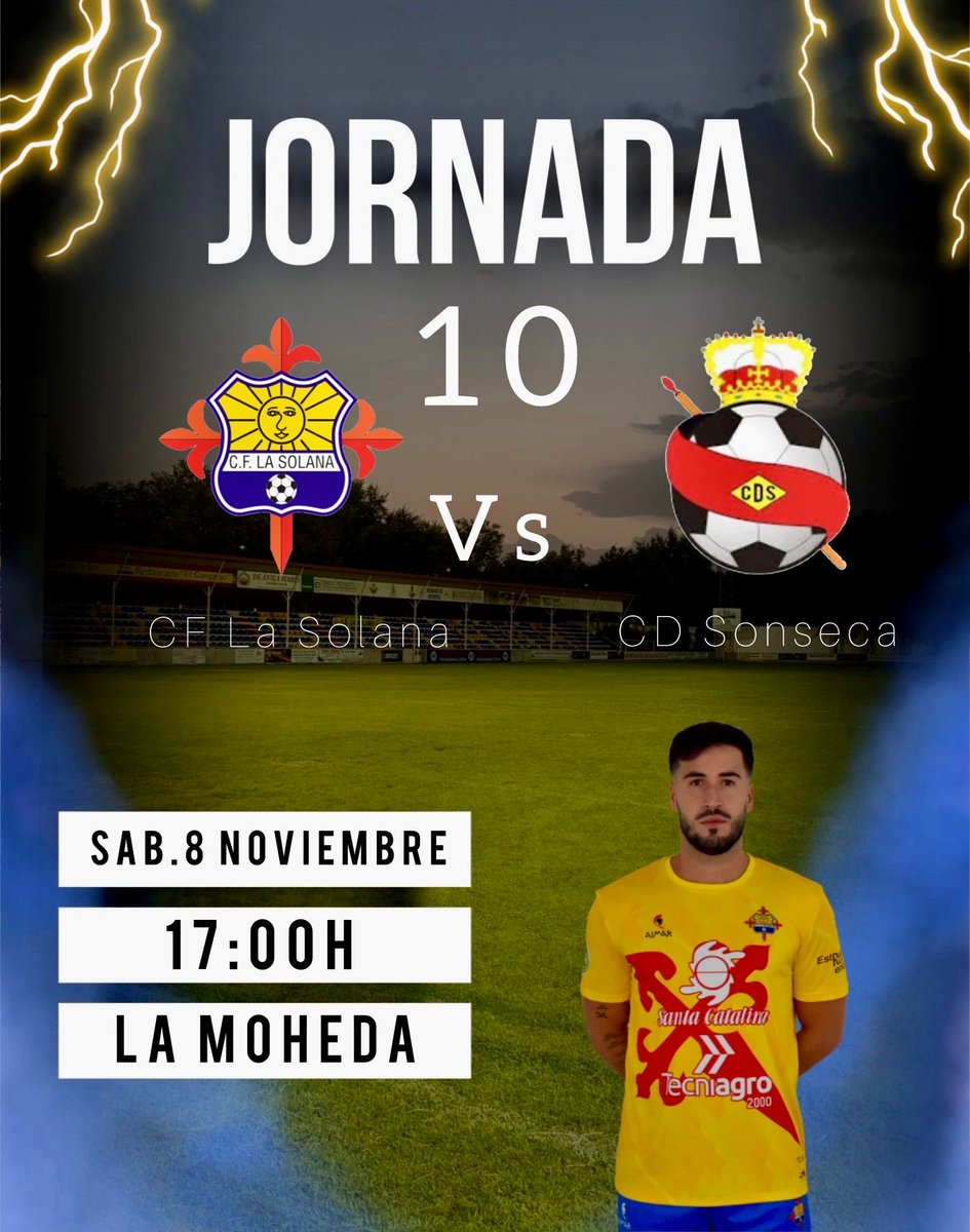 Volvemos a jugar en casa 🏠 y os esperamos a todos este sábado en La Moheda.  ⚽️ CF La Solana - CD Sonseca 📅 Sábado 8 de noviembre ⏰ 17:00 h 🏟️
