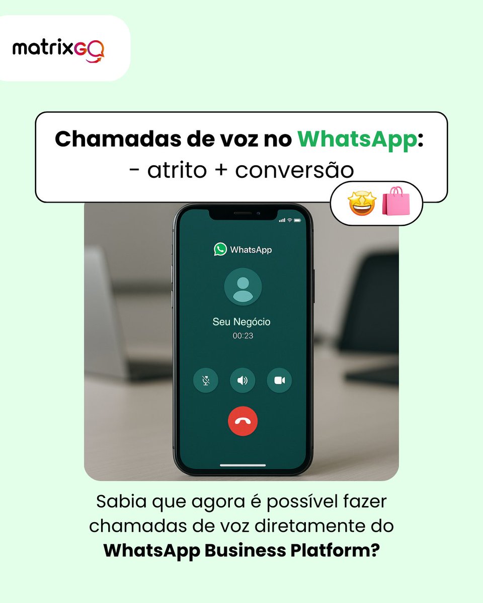 Matrix__go's tweet image. Chamada de Voz no WhatsApp: menos atrito, mais conversão!
📞 Fale com nosso time e entenda como usar as Chamadas de Voz no WhatsApp para vender mais e atender melhor:
0800 604 5555 | hubs.ly/Q03NLGFF0

#WhatsAppAPI #MetaBusinessPartner #Automação #WhatsAppBusiness