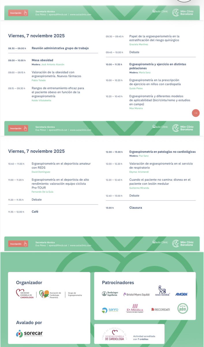 Cardio_delaGuia's tweet image. ⏱️Tic, tac, tic, tac...  👁️6/7 noviembre 
¡Cerca de 250 especialistas!
Paraninfo Facultad Medicina 
Calle Casanova 143, Barcelona
#ErgoBarcelona2025

@Ergoespiro_SEC @Ergoespiro_SEC @preventiva_SEC @josalar13 @pablotoledofr @DOCTORASANZM 

¡Vamos!
aulaclinic.com/cursos/1334/vi…