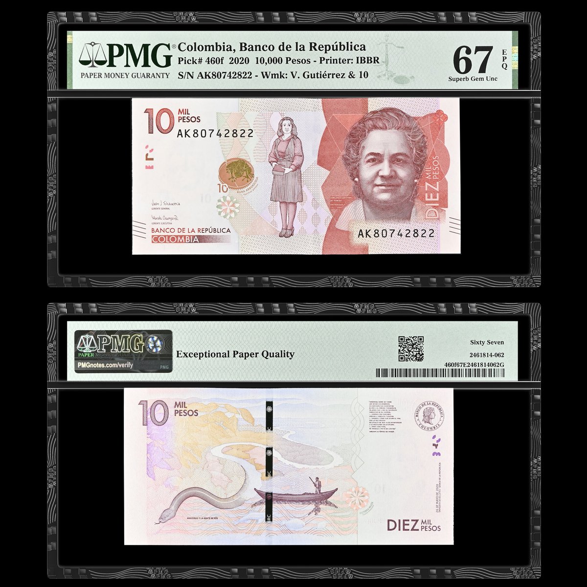 PMGnotes's tweet image. Note of the Day: For #WomenWednesday, here is a Colombia 2020 10,000 Pesos that shows Virginia Gutiérrez de Pineda, a noted anthropologist. Check out PMG social media every Wednesday for another banknote showcasing the life of a woman. #colombia #pesos #anthropology #pineda