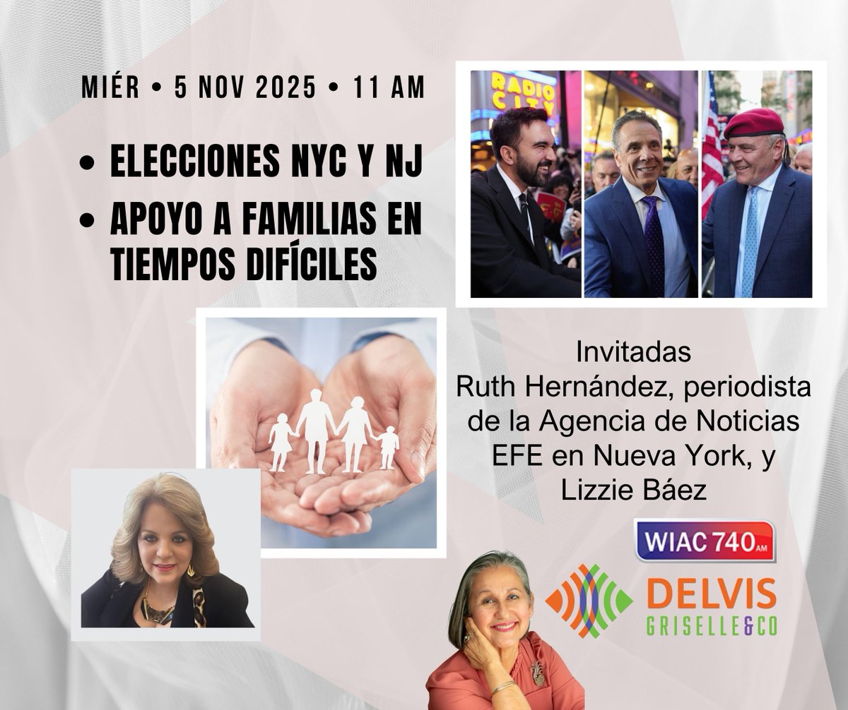 A las 11 am hablamos de los resultados de las elecciones de ayer en New York City y New Jersey con Ruth Hernández, periodista de la Agencia de Noticias EFE en NY. También conversamos con la sicóloga Lizzie Báez sobre el apoyo a las familias en tiempos difíciles. #wiac740