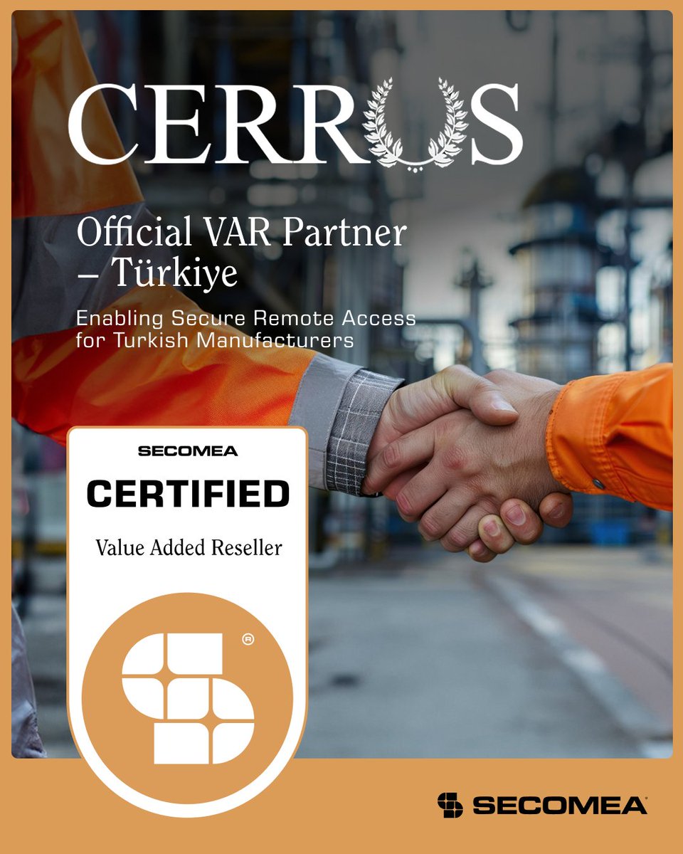 🇹🇷 Building the next chapter of industrial connectivity in Türkiye 🔌

<a href="/CerrusTech/">Cerrus</a> has officially joined Secomea as a 𝗖𝗲𝗿𝘁𝗶𝗳𝗶𝗲𝗱 𝗩𝗮𝗹𝘂𝗲-𝗔𝗱𝗱𝗲𝗱 𝗥𝗲𝘀𝗲𝗹𝗹𝗲𝗿 (𝗩𝗔𝗥) – marking the beginning of a partnership focused on helping Turkish manufacturers and 

🧵(1/5)