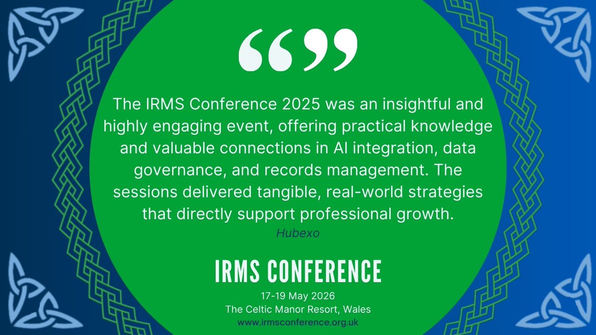 IRMSConference's tweet image. Get ready to be inspired by the brightest minds in information governance and records management. At #IRMS26, you’ll hear from thought leaders who are redefining how organisations manage and protect their information in a fast-changing digital world.