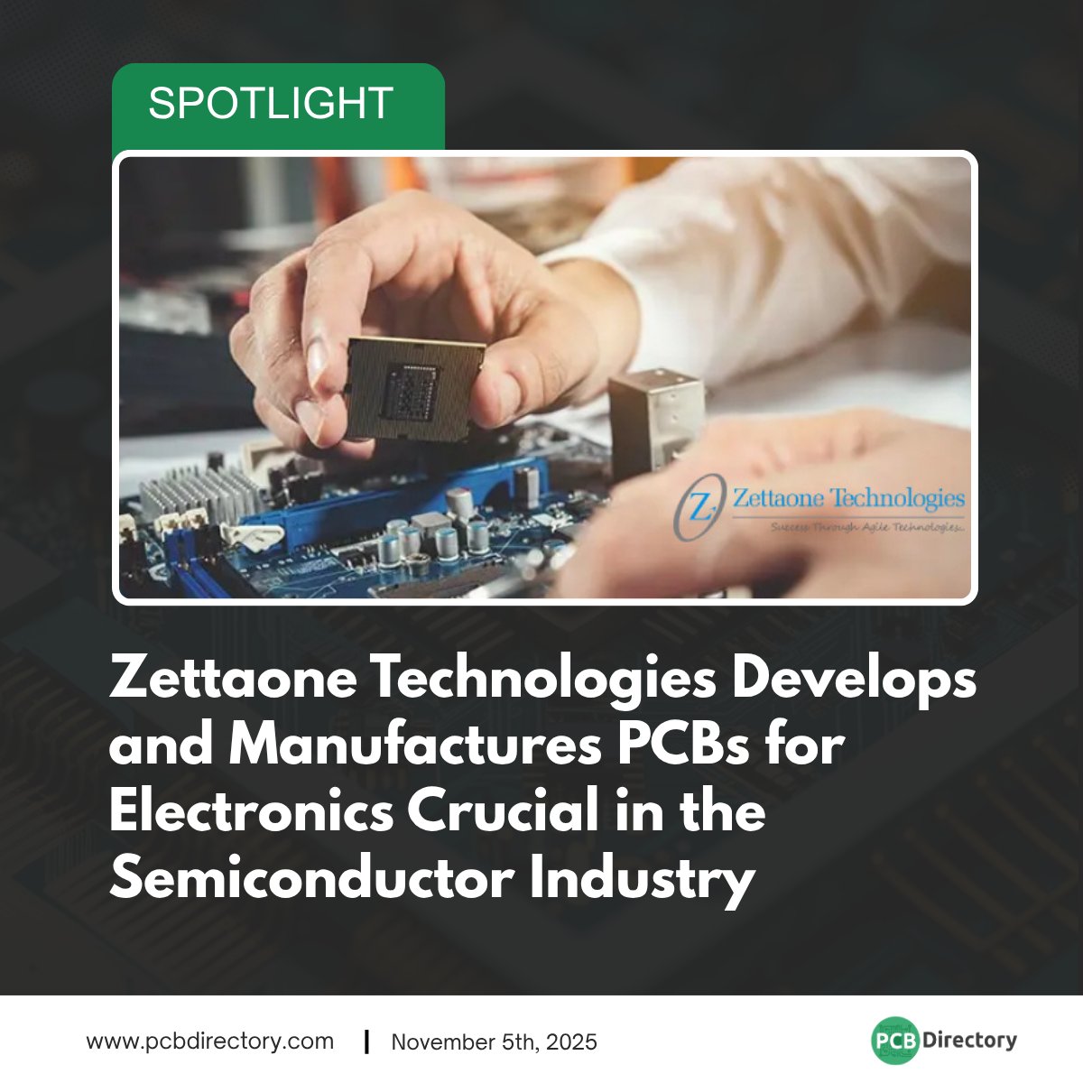 PCB_Directory's tweet image. ZettaOne Technologies expands PCB manufacturing to power the semiconductor industry’s next leap. 

Click here to read more: ow.ly/13h450Xn1ms

#printedcircuit #spotlight #industry #PCBIndustry #PrintedCircuitBoards #Semiconductor #ElectronicsManufacturing #HighTech