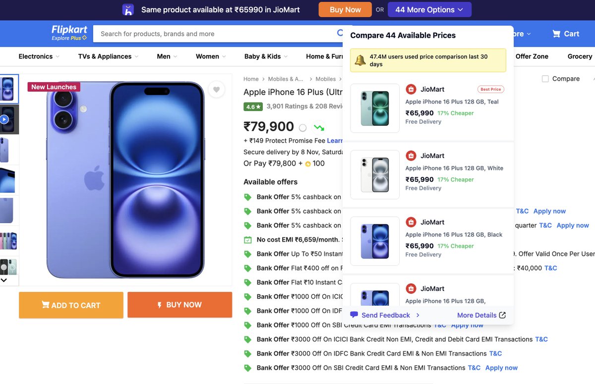 47.4M users are BuyHatke Paglu and save tons of money everyday, just by comparing  prices at a single place.
Have you tried it?