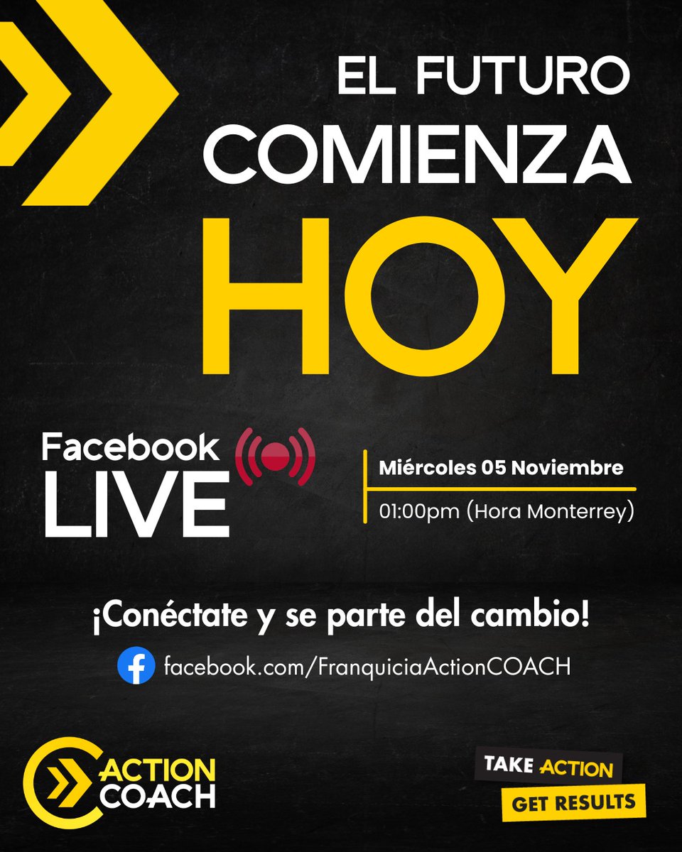 🚀 El futuro de los negocios comienza hoy.
ActionCOACH lanza una nueva era de crecimiento, liderazgo y resultados.

📅 5 de noviembre | 1:00 p.m. (hora Monterrey)
🔗 zurl.co/ZKNkF

Conéctate y sé parte del cambio.
#ActionCOACH #ElFuturoIniciaAhora #GetResults