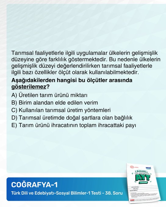 First image displays a promotional poster with bold blue and green text announcing attention-grabbing questions for AYT 2. Deneme exam from 20-26 October 2025, including MEBI and YKS logos, a sample form document, and seals from Turkish Ministry of Education and OGM. Second image shows a multiple-choice question in Turkish about command analysis in literature with options A through E under TYT Turkish Language and Literature test. Third image presents a history question on which group is not part of Turkic-Islamic states with options A through E under TYT History-Social Sciences test. Fourth image features a geography question on geological formations and basin types with options A through C and E under TYT Geography-Social Sciences test.
